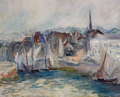 Barcos no porto de Honfleur (Claude Monet) - Reprodução com Qualidade Museu