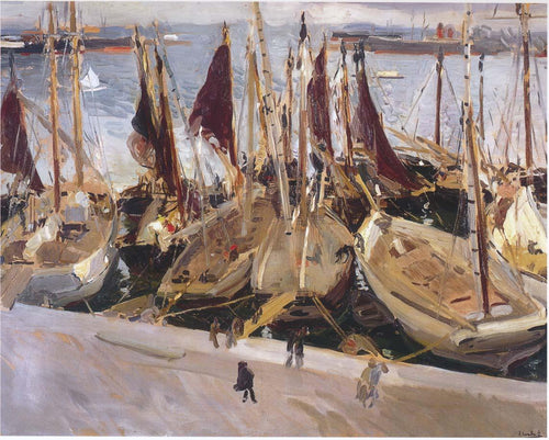 Barcos no porto, Valência (Joaquin Sorolla) - Reprodução com Qualidade Museu