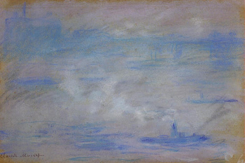 Barcos no Tamisa, efeito de nevoeiro (Claude Monet) - Reprodução com Qualidade Museu