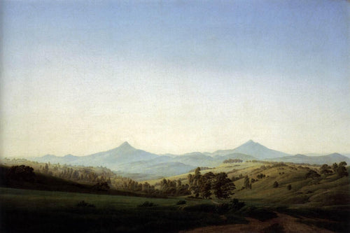 Paisagem boêmia com o Monte Milleschauer (Caspar David Friedrich) - Reprodução com Qualidade Museu