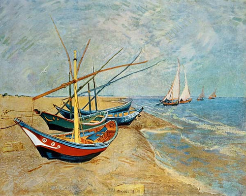 Barcos em Saintes Maries (Vincent Van Gogh) - Reprodução com Qualidade Museu