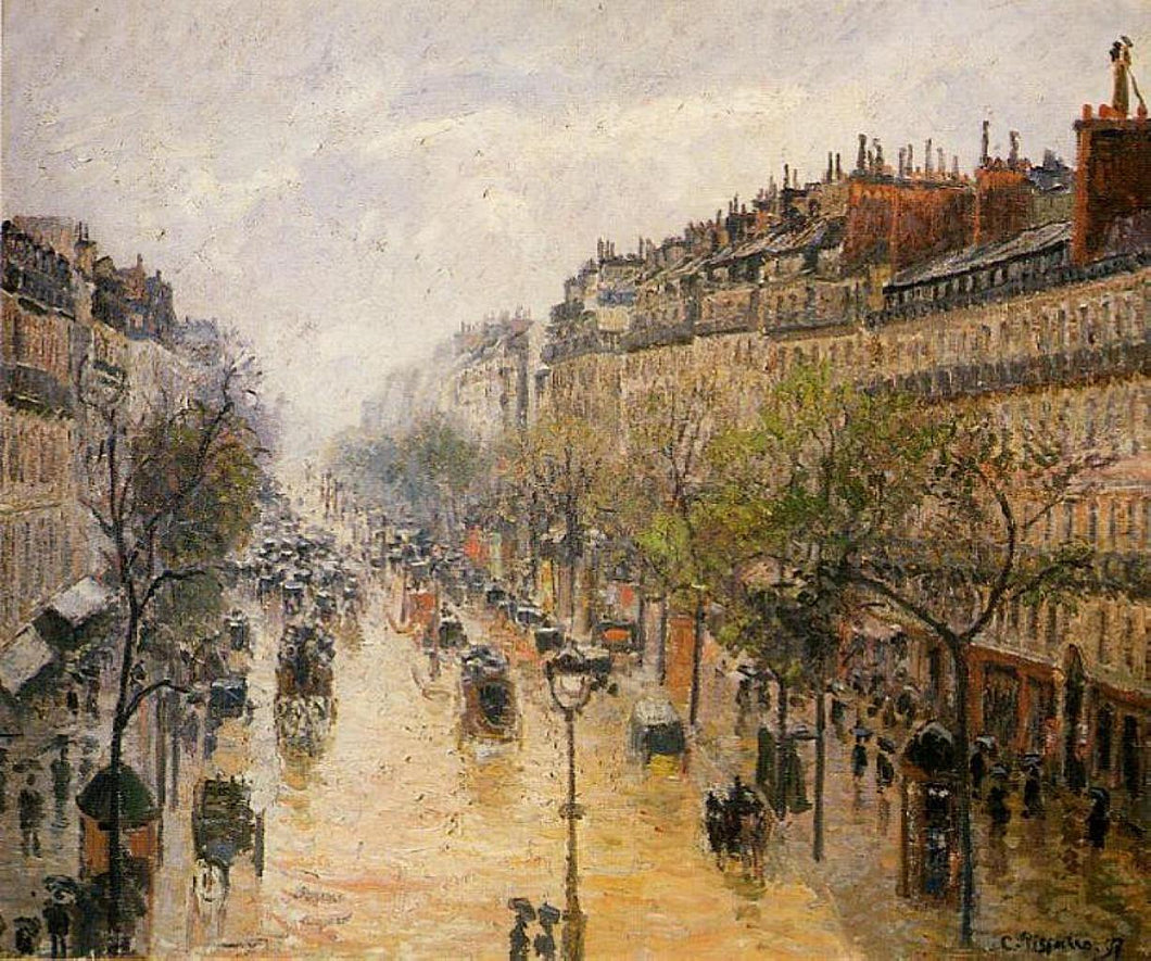 Boulevard Montmartre, chuva de primavera (Camille Pissarro) - Reprodução com Qualidade Museu