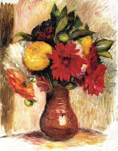 Buquê de flores em um jarro de barro (Pierre-Auguste Renoir) - Reprodução com Qualidade Museu