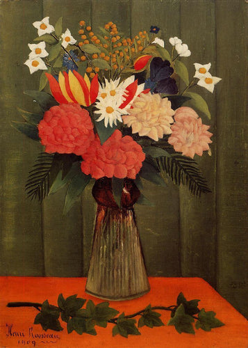 Ramo De Flores Com Um Ramo De Hera (Henri Rousseau) - Reprodução com Qualidade Museu