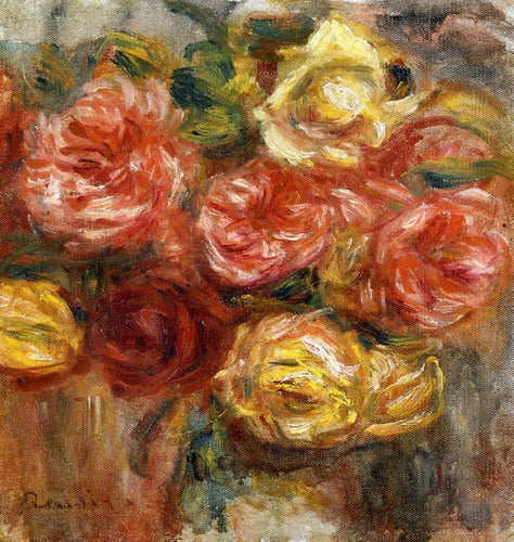 Buquê de rosas em um vaso (Pierre-Auguste Renoir) - Reprodução com Qualidade Museu
