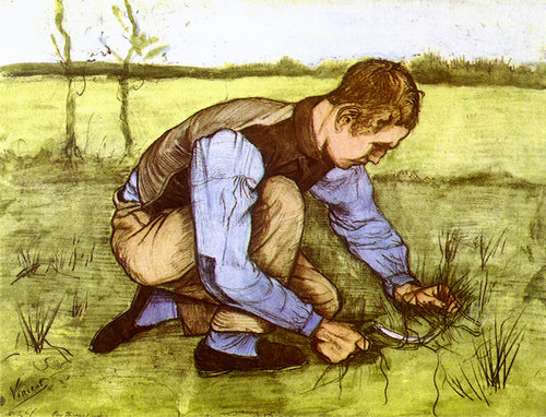 Menino cortando grama com uma foice (Vincent Van Gogh) - Reprodução com Qualidade Museu