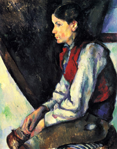 Menino em um colete vermelho (Paul Cézanne) - Reprodução com Qualidade Museu