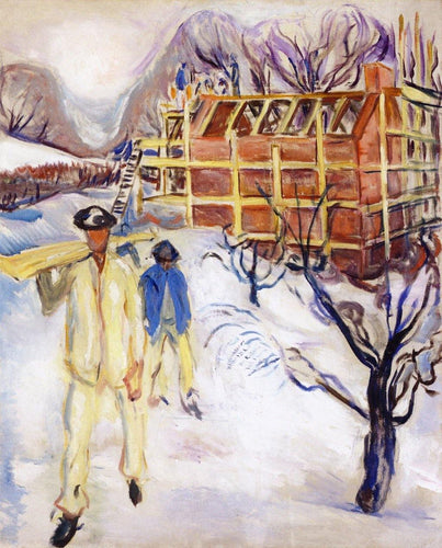 Trabalhadores de construção na neve (Edvard Munch) - Reprodução com Qualidade Museu
