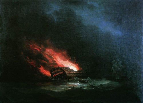 Navio em chamas - O episódio da guerra russo-turca (Ivan Aivazovsky) - Reprodução com Qualidade Museu