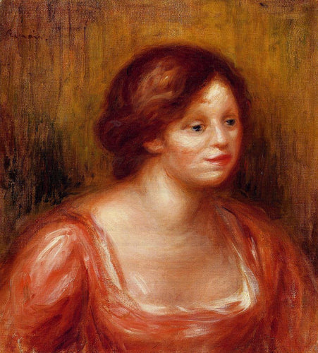 Busto de mulher com blusa vermelha (Pierre-Auguste Renoir) - Reprodução com Qualidade Museu