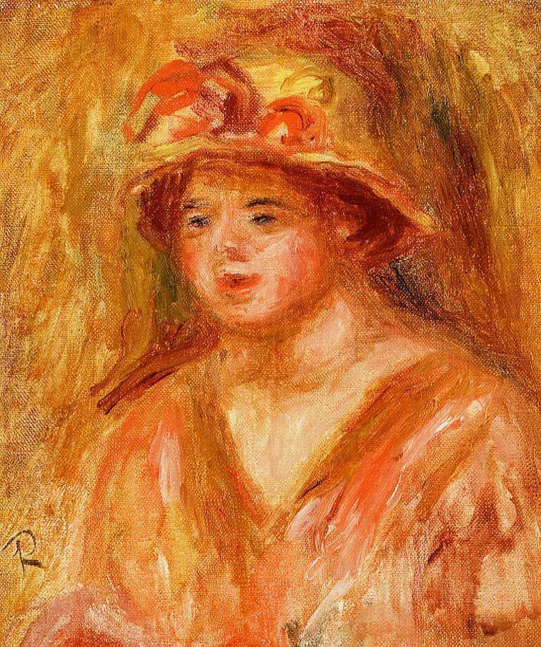 Busto de uma jovem com um chapéu de palha (Pierre-Auguste Renoir) - Reprodução com Qualidade Museu