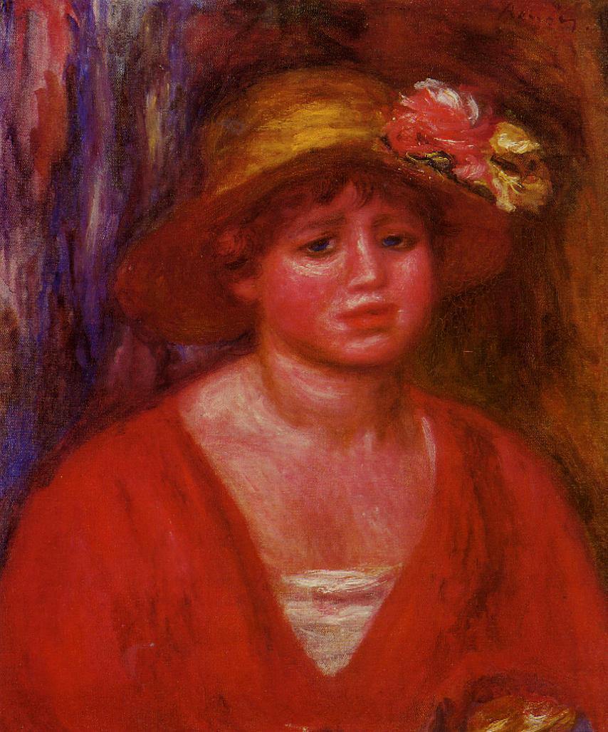 Busto de uma jovem com uma blusa vermelha (Pierre-Auguste Renoir) - Reprodução com Qualidade Museu