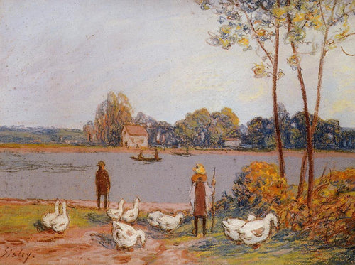 Junto ao Rio Loing (Alfred Sisley) - Reprodução com Qualidade Museu