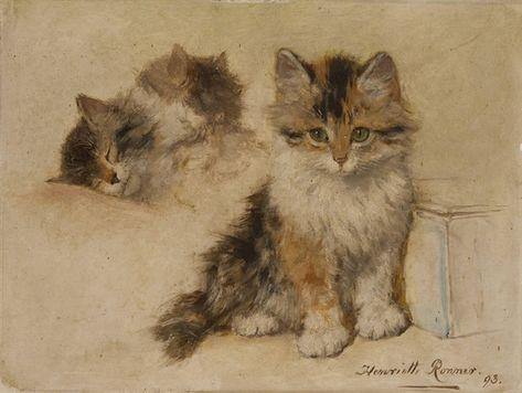 Estudo de gatinhos (Henriette Ronner-Knip) - Reprodução com Qualidade Museu