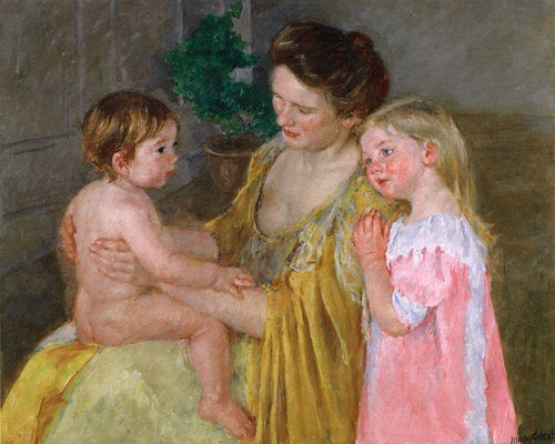 Mãe e dois filhos (Mary Cassatt) - Reprodução com Qualidade Museu