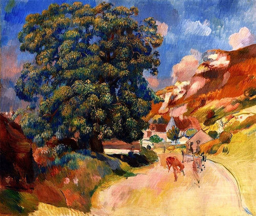 Uma grande árvore perto da estrada (Pierre-Auguste Renoir) - Reprodução com Qualidade Museu