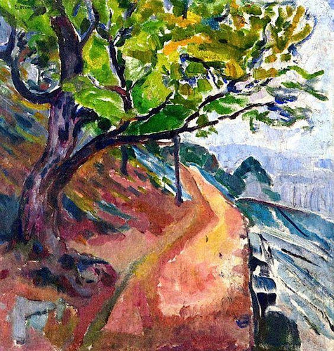 Árvore Verde na Estrada (Edvard Munch) - Reprodução com Qualidade Museu
