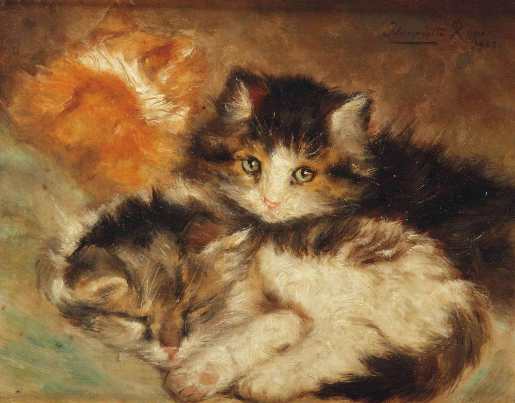 Um ninho de gatinhos (Henriette Ronner-Knip) - Reprodução com Qualidade Museu