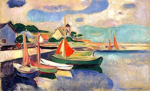 Veleiros no porto (Edvard Munch) - Reprodução com Qualidade Museu