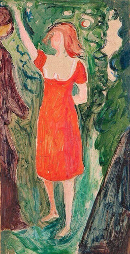 Mulher em um vestido vermelho (Edvard Munch) - Reprodução com Qualidade Museu
