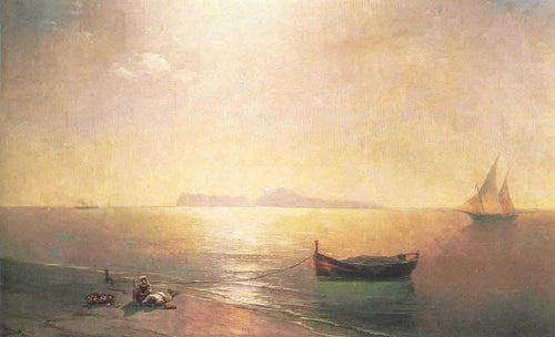 Calma No Mar Mediterrâneo (Ivan Aivazovsky) - Reprodução com Qualidade Museu
