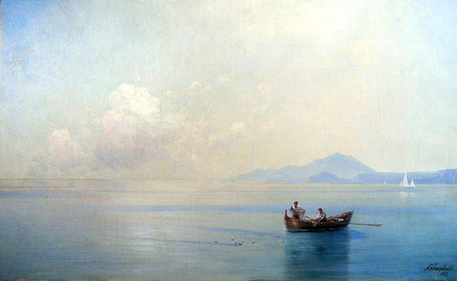 Mar calmo. Paisagem com pescadores (Ivan Aivazovsky) - Reprodução com Qualidade Museu