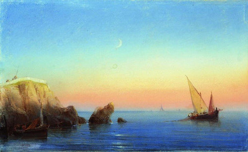 Mar calmo. Costa rochosa (Ivan Aivazovsky) - Reprodução com Qualidade Museu