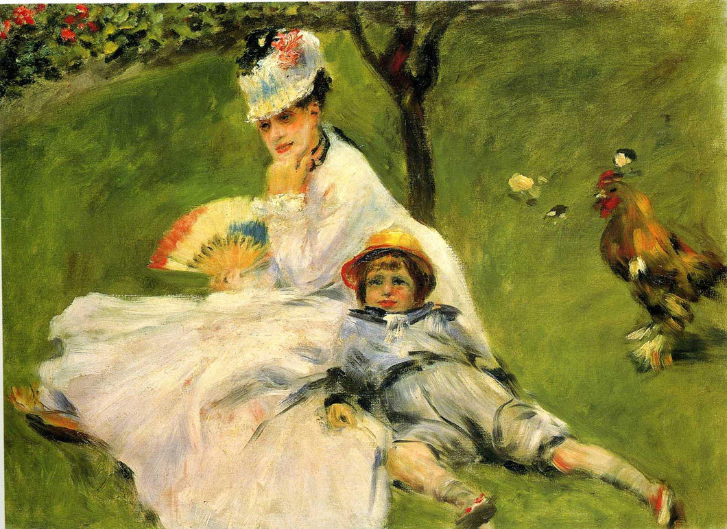 Camille Monet e seu filho Jean no jardim de Argenteuil (Pierre-Auguste Renoir) - Reprodução com Qualidade Museu