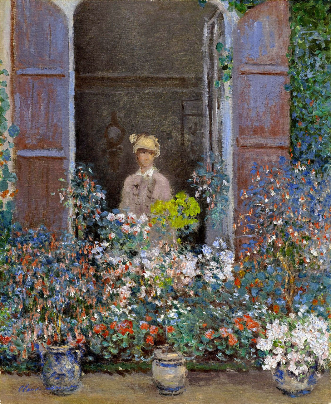Camille Monet na janela Argentuile (Claude Monet) - Reprodução com Qualidade Museu