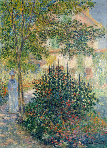 Camille Monet no jardim da casa em Argenteuil (Claude Monet) - Reprodução com Qualidade Museu