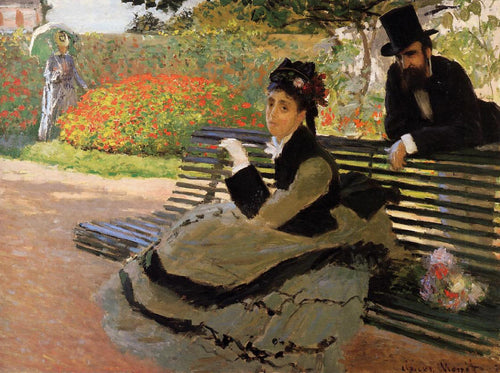 Camille Monet em um banco de jardim (Claude Monet) - Reprodução com Qualidade Museu