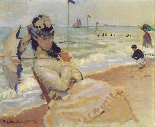 Camille na praia de Trouville (Claude Monet) - Reprodução com Qualidade Museu
