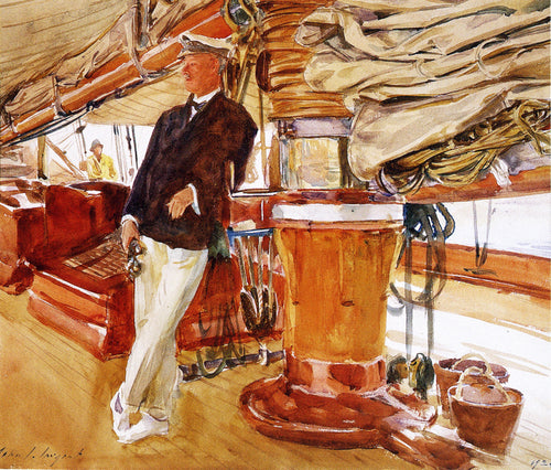 Capitão Herbert M. Sears no convés do Schooner Yacht Constellation (John Singer Sargent) - Reprodução com Qualidade Museu