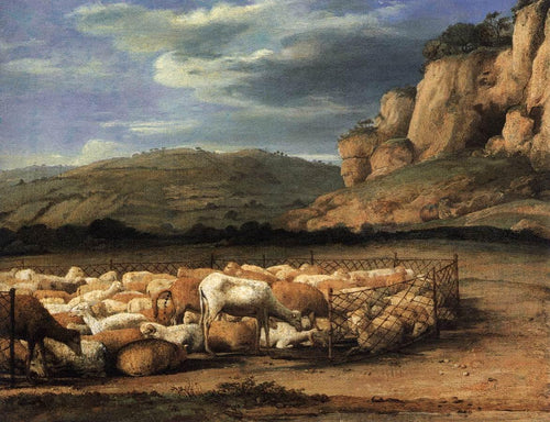 Rebanho de ovelhas na campagna (Claude Lorrain) - Reprodução com Qualidade Museu