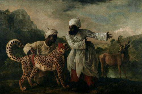 Chita com dois servos indianos e um cervo