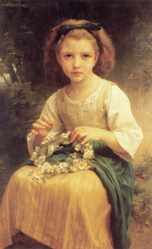 Criança trançando uma coroa (William-Adolphe Bouguereau) - Reprodução com Qualidade Museu