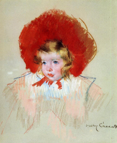 Criança com chapéu vermelho (Mary Cassatt) - Reprodução com Qualidade Museu