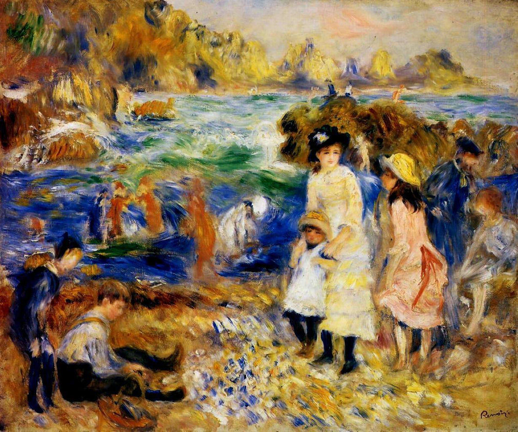 Crianças à beira-mar em Guernsey (Pierre-Auguste Renoir) - Reprodução com Qualidade Museu