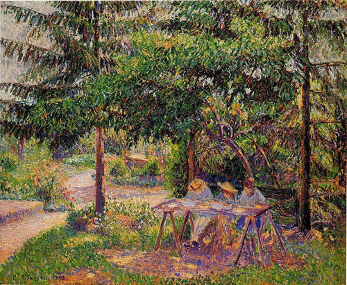 Crianças em um jardim em Eragny (Camille Pissarro) - Reprodução com Qualidade Museu