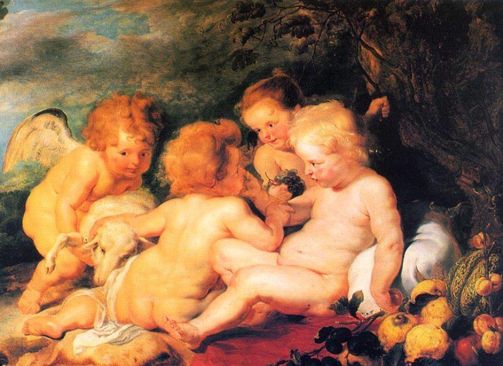 Cristo e São João com Anjos (Peter Paul Rubens) - Reprodução com Qualidade Museu