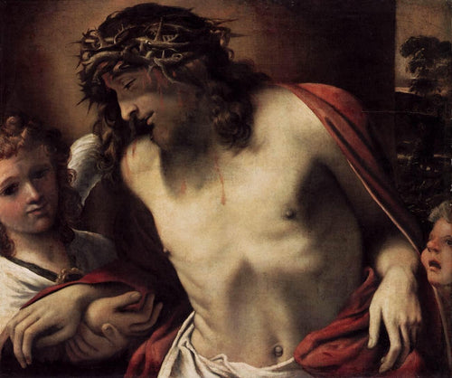 Cristo usando a coroa de espinhos, sustentado por anjos - Replicarte