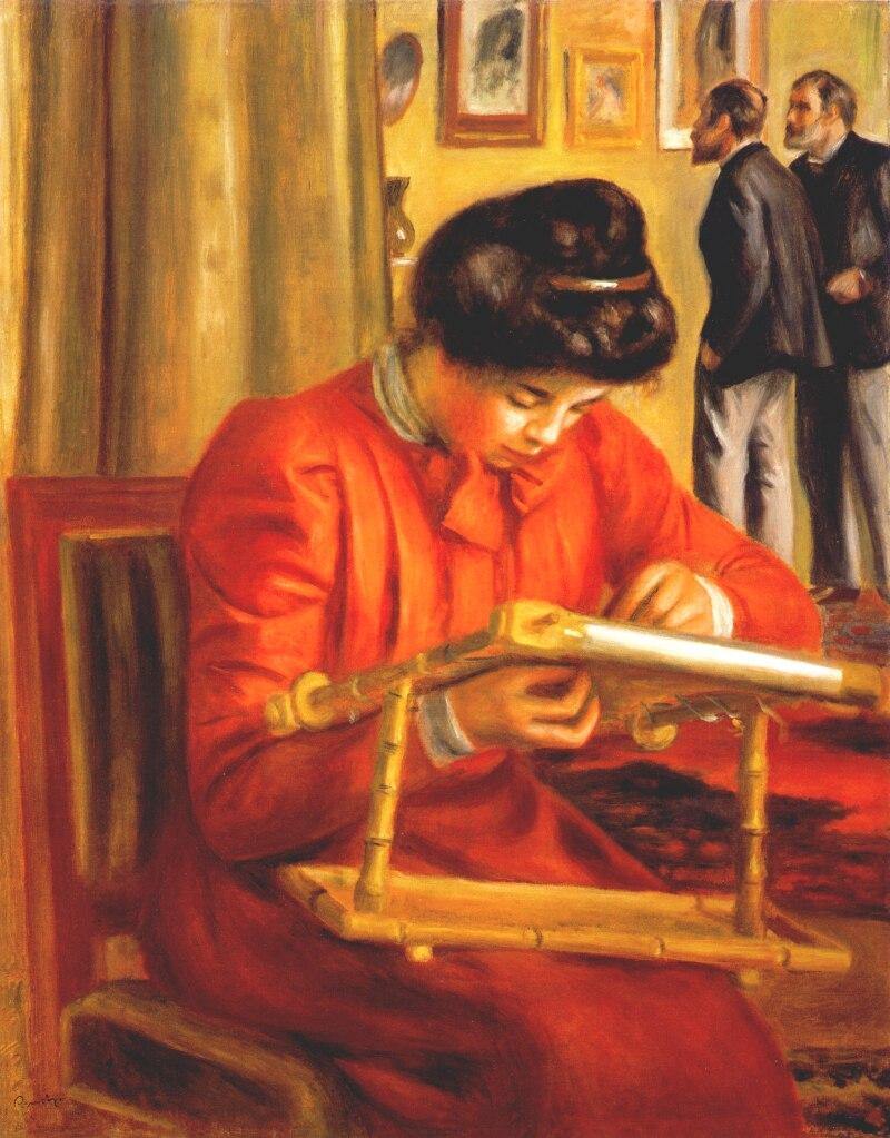 Christine Lerolle Bordando (Pierre-Auguste Renoir) - Reprodução com Qualidade Museu