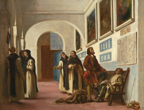 Cristóvão Colombo e seu filho em La Rabida (Eugene Delacroix) - Reprodução com Qualidade Museu