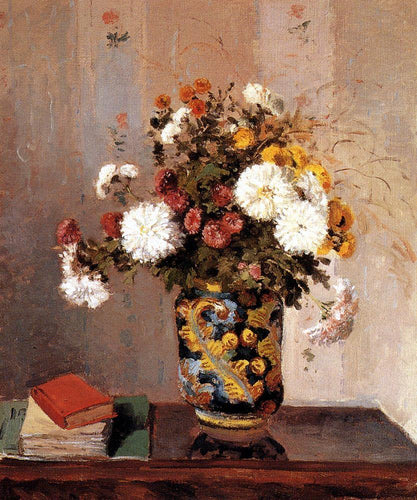 Crisântemos em um vaso chinês (Camille Pissarro) - Reprodução com Qualidade Museu