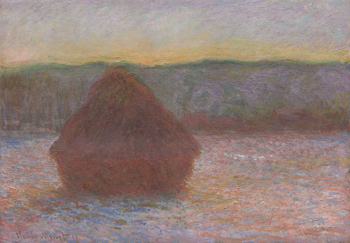 Grainstack, Thaw, Sunset (Claude Monet) - Reprodução com Qualidade Museu