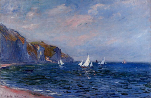 Penhascos e veleiros em Pourville (Claude Monet) - Reprodução com Qualidade Museu