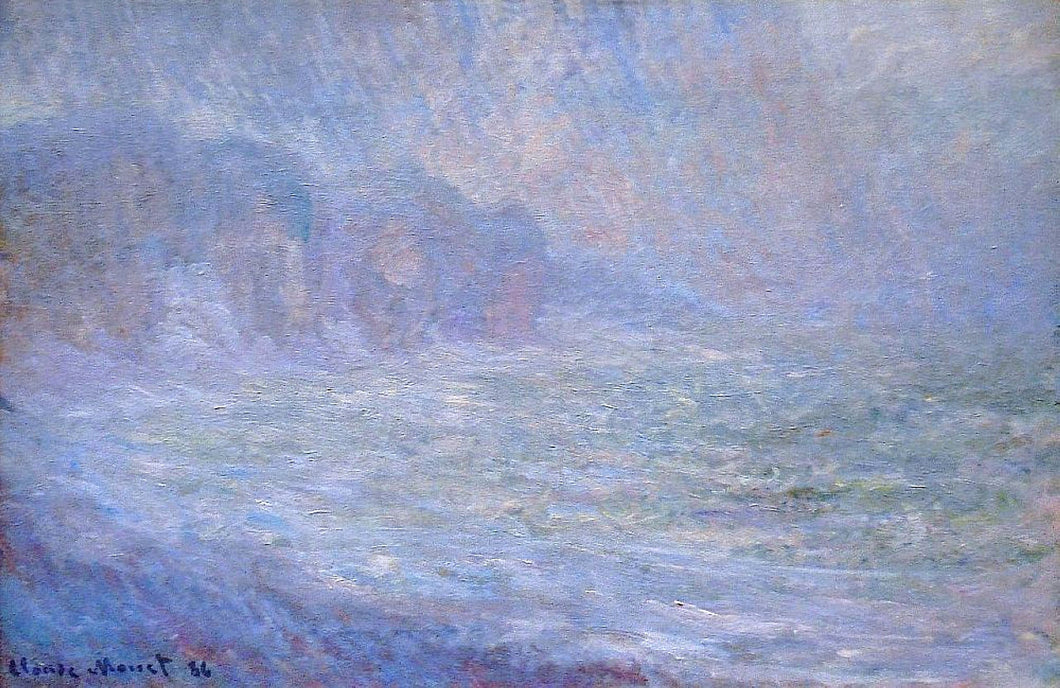 Penhascos em Pourville, chuva (Claude Monet) - Reprodução com Qualidade Museu