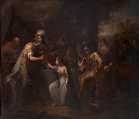 Vortigern, rei da Grã-Bretanha, apaixonado por Rowena no banquete de Hengist, o general saxão - Replicarte