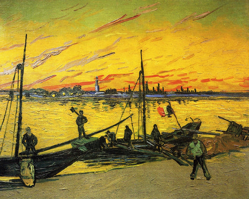 Barcaças de carvão (Vincent Van Gogh) - Reprodução com Qualidade Museu