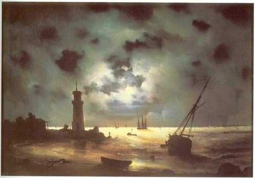 Costa do mar à noite (Ivan Aivazovsky) - Reprodução com Qualidade Museu
